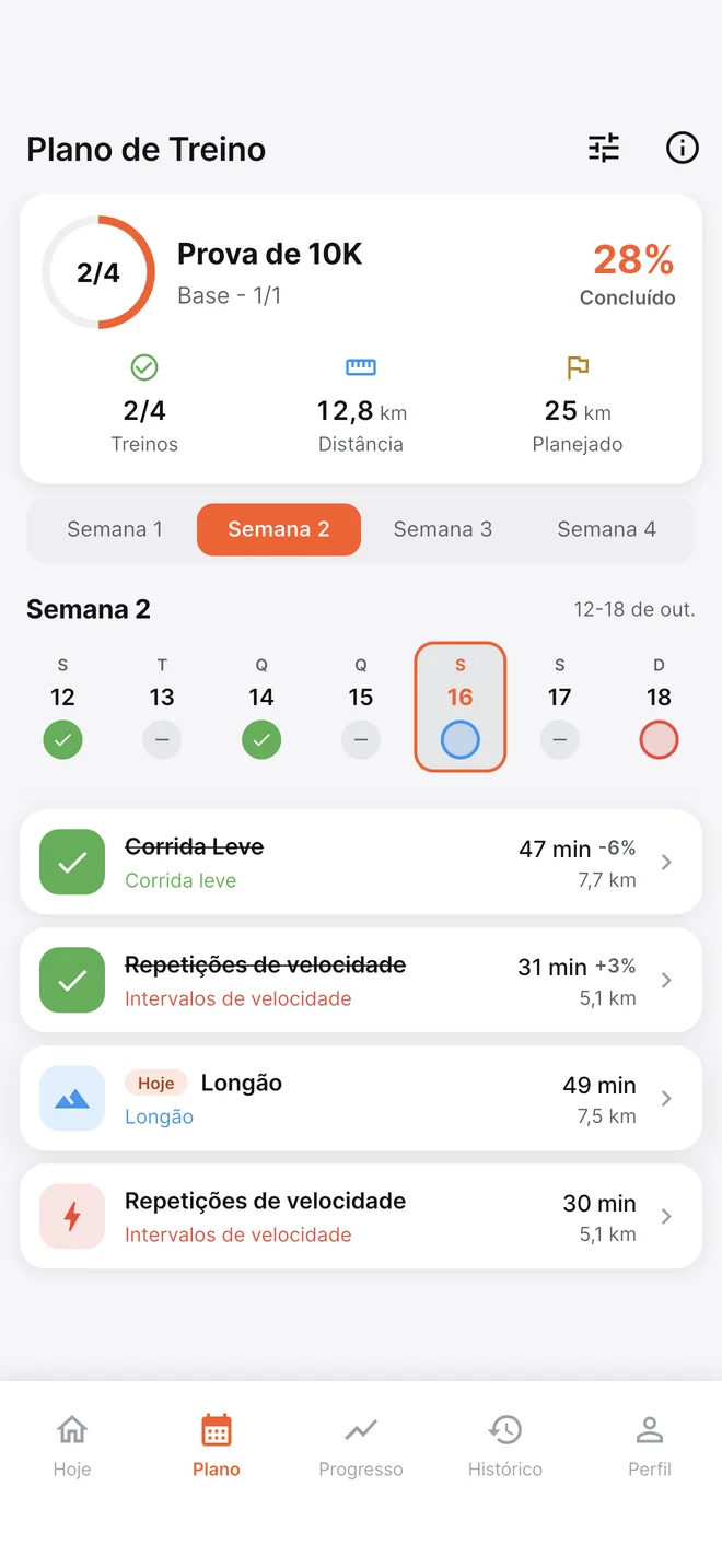 Plano de treino para uma prova de 10K